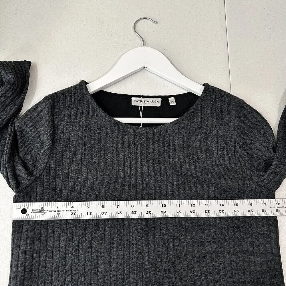 Patrizia Luca Womens Dress‎ Extra Small Gray Ribbed Sweater Travel Minimalist